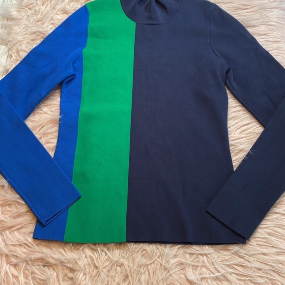 Tory Sport Knit Colorblock Turtleneck Long Sleeve Top sz XS - Picture 5 of 9
